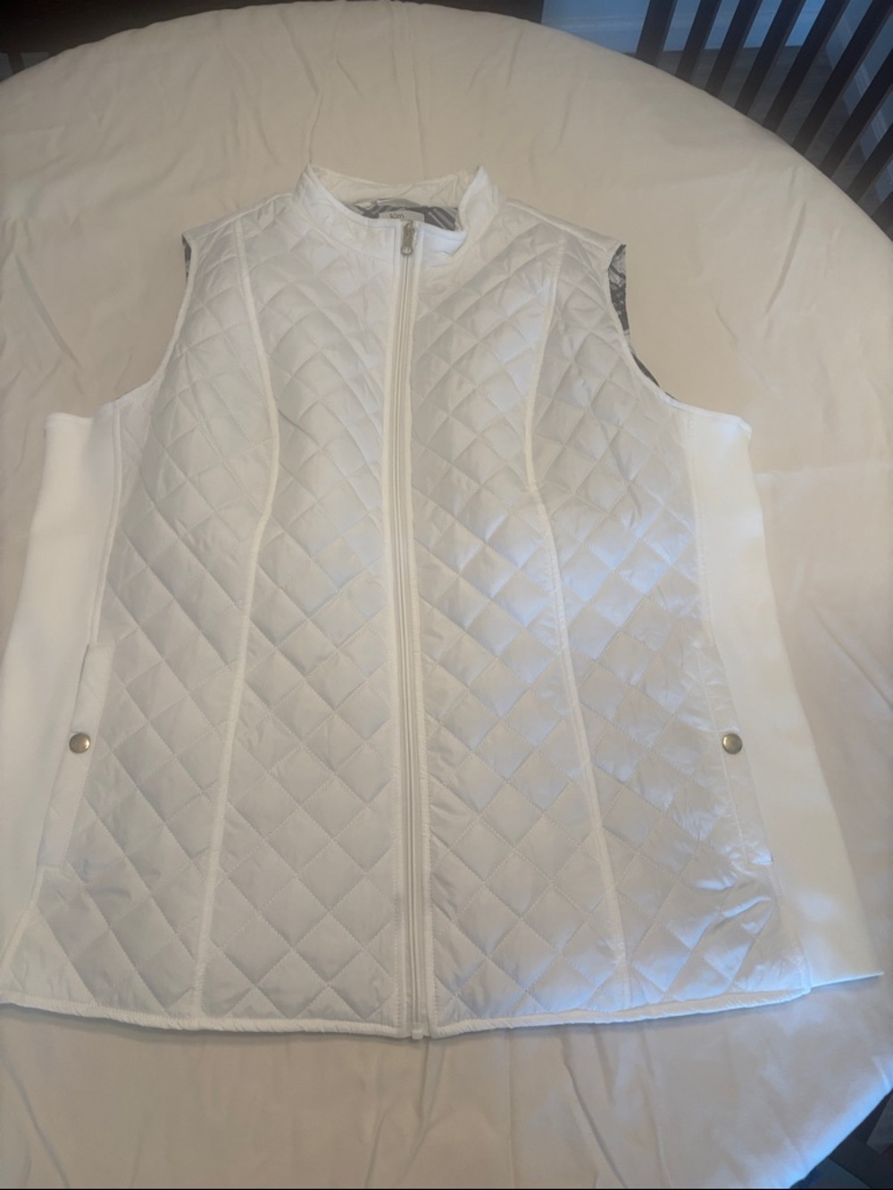 Kim rogers White Quilted Sleeveless Zip Front Vest